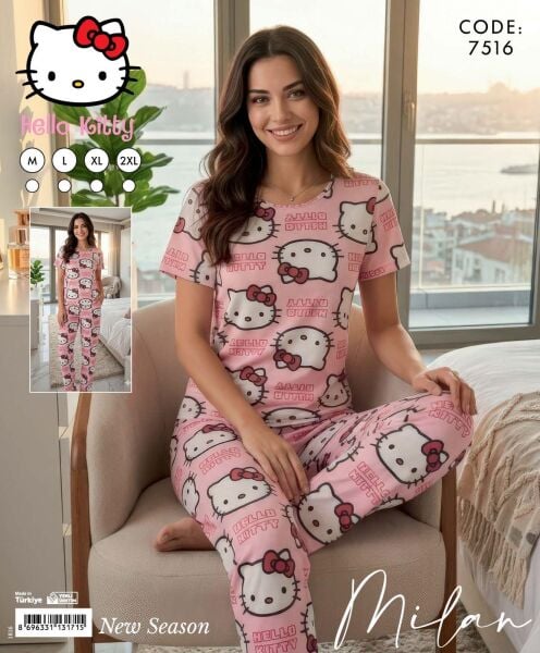 TİME MODA 7516 MİLAN KISA KOL PİJAMA TAKIM