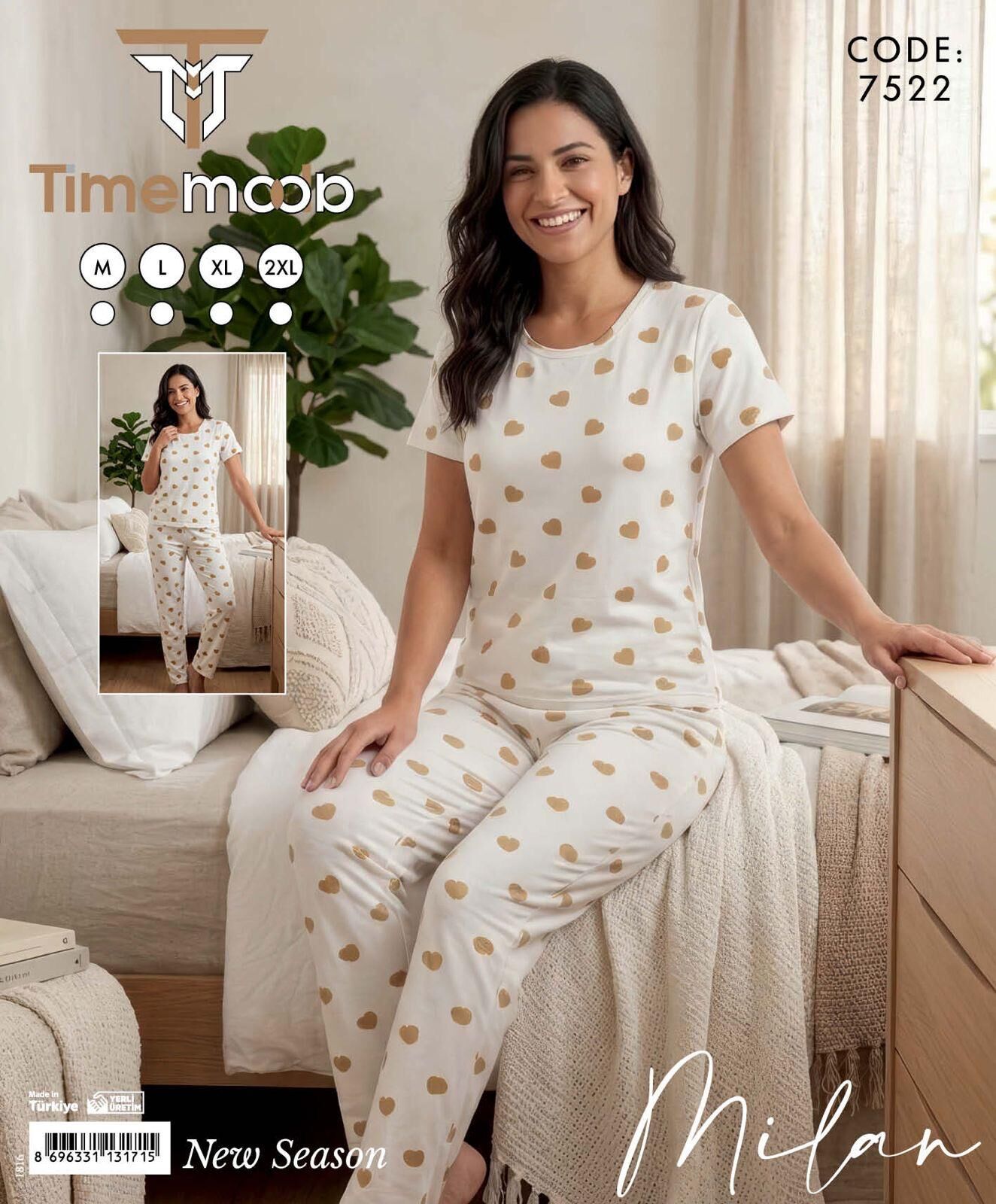 TİME MODA 7522 MİLAN KISA KOL PİJAMA TAKIM