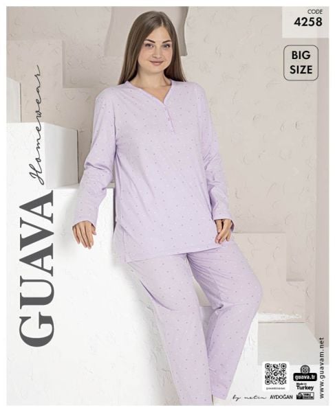 GUAVA 4258 BAYAN BATTAL VİSKON PİJAMA TAKIM