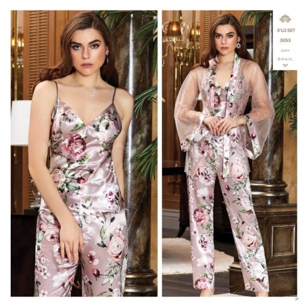 JEREMİ 3053 SATEN 3 LÜ PİJAMA TAKIM