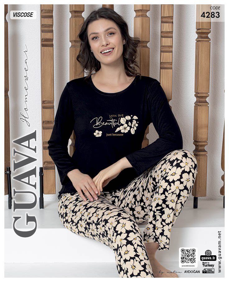 GUAVA 4283 BAYAN VİSKON PİJAMA TAKIM