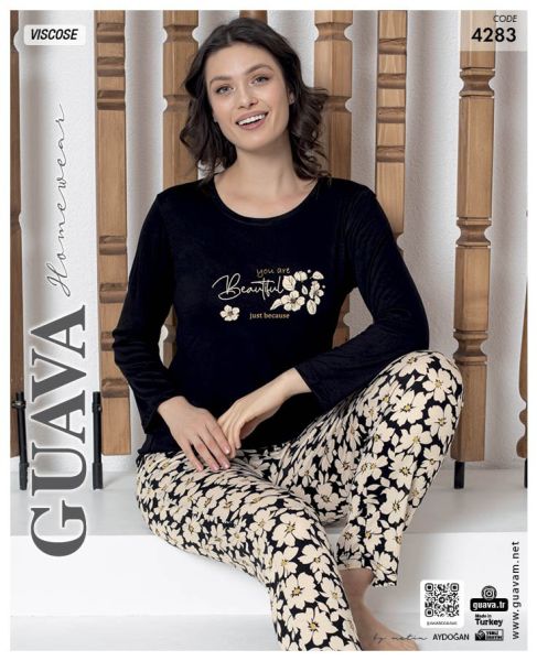 GUAVA 4283 BAYAN VİSKON PİJAMA TAKIM