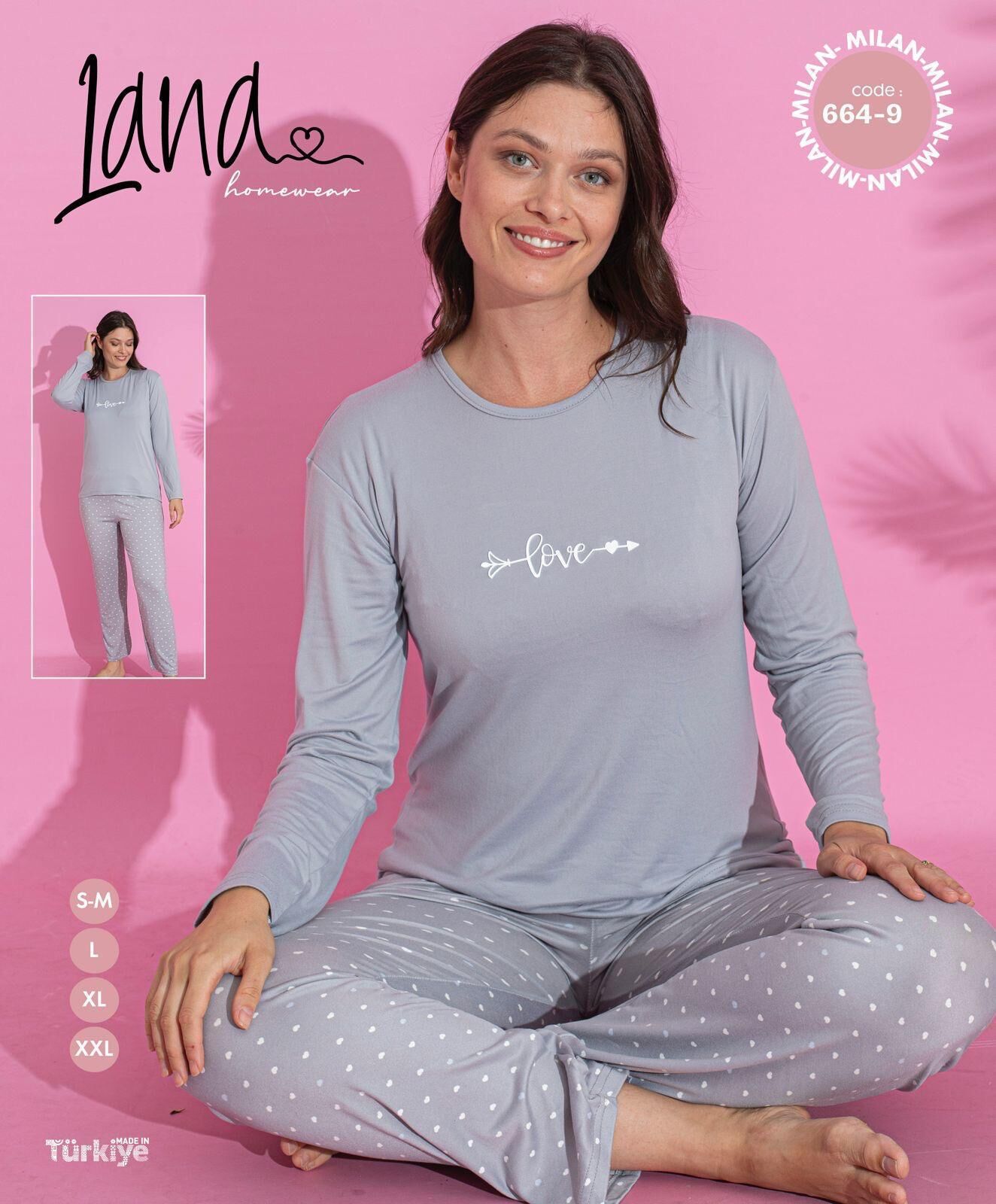 LANA 664-9 ENJEKSİYON BASKI PİJAMA TAKIMI