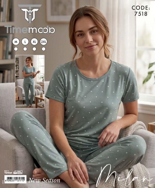 TİME MODA 7518 MİLAN KISA KOL PİJAMA TAKIM