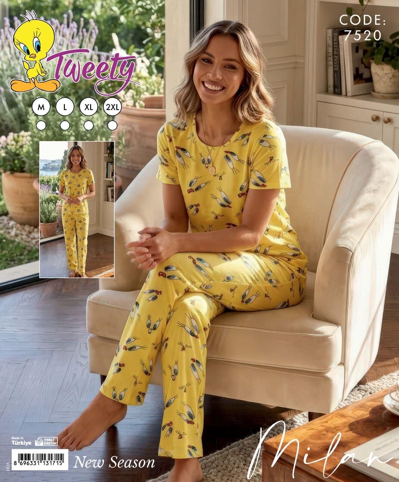 TİME MODA 7520 MİLAN KISA KOL PİJAMA TAKIM