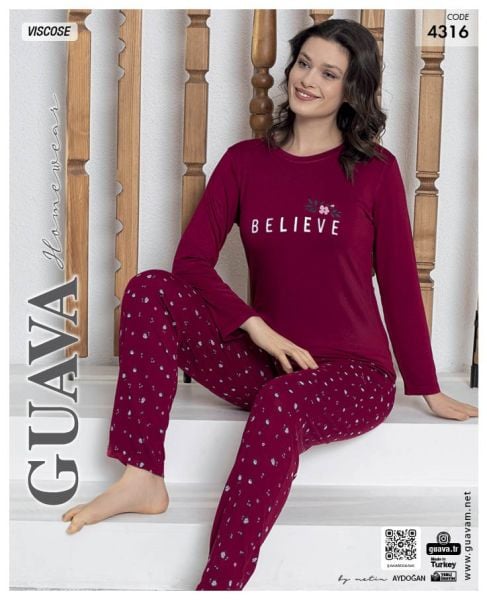 GUAVA 4316 BAYAN VİSKON PİJAMA TAKIM
