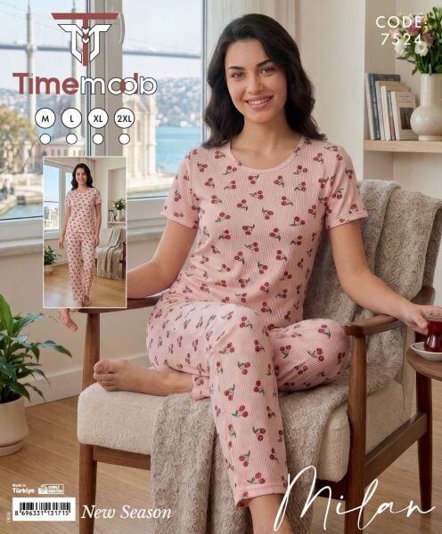 TİME MODA 7524 MİLAN KISA KOL PİJAMA TAKIM