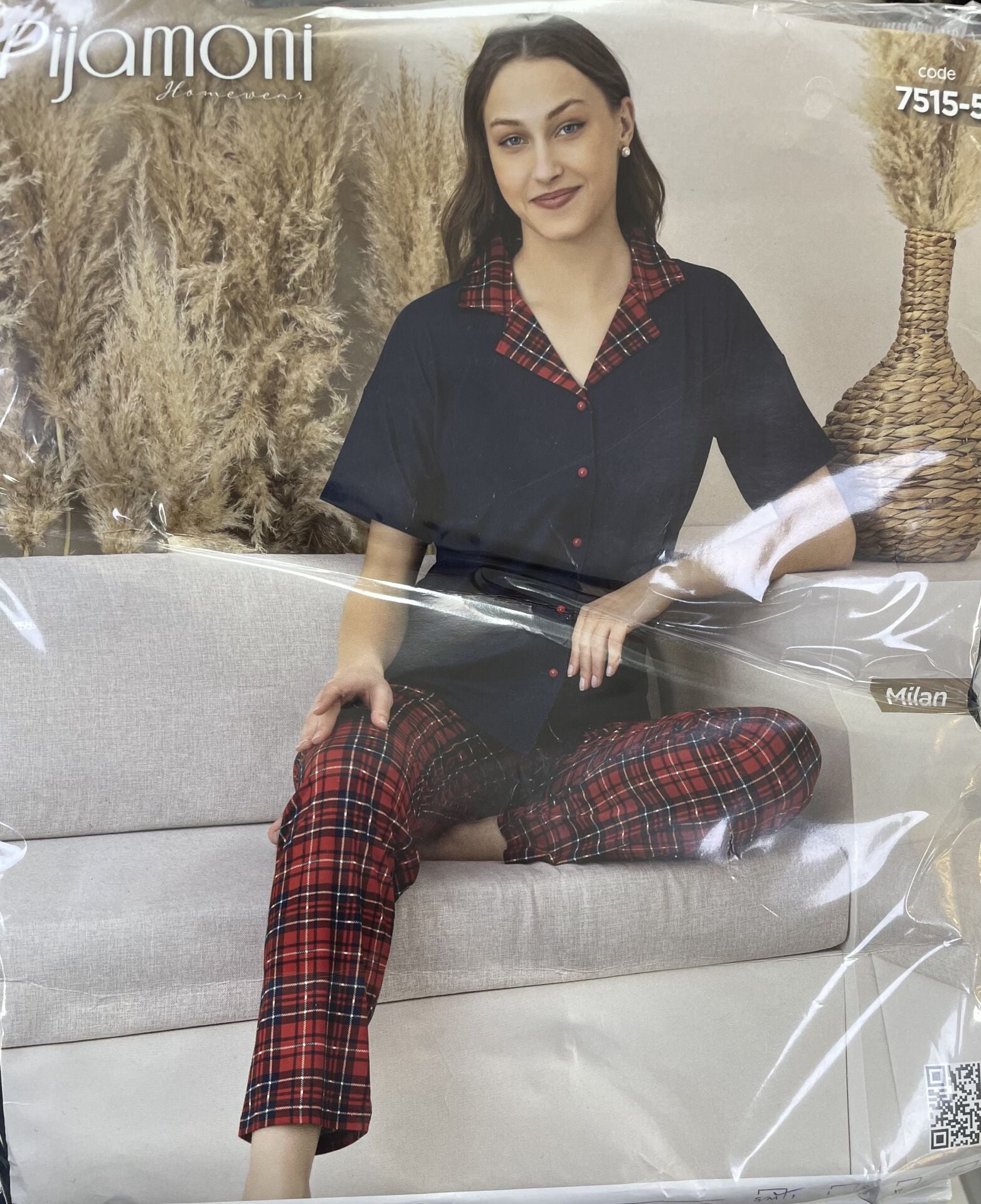 PİJAMONİ 7515-5 BAYAN KISAKOL D.MİLAN PİJAMA TAKIM