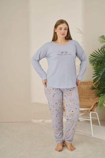 PİJAMONİ 7330-11 POLYVİSKON BATTAL PİJAMA TAKIM