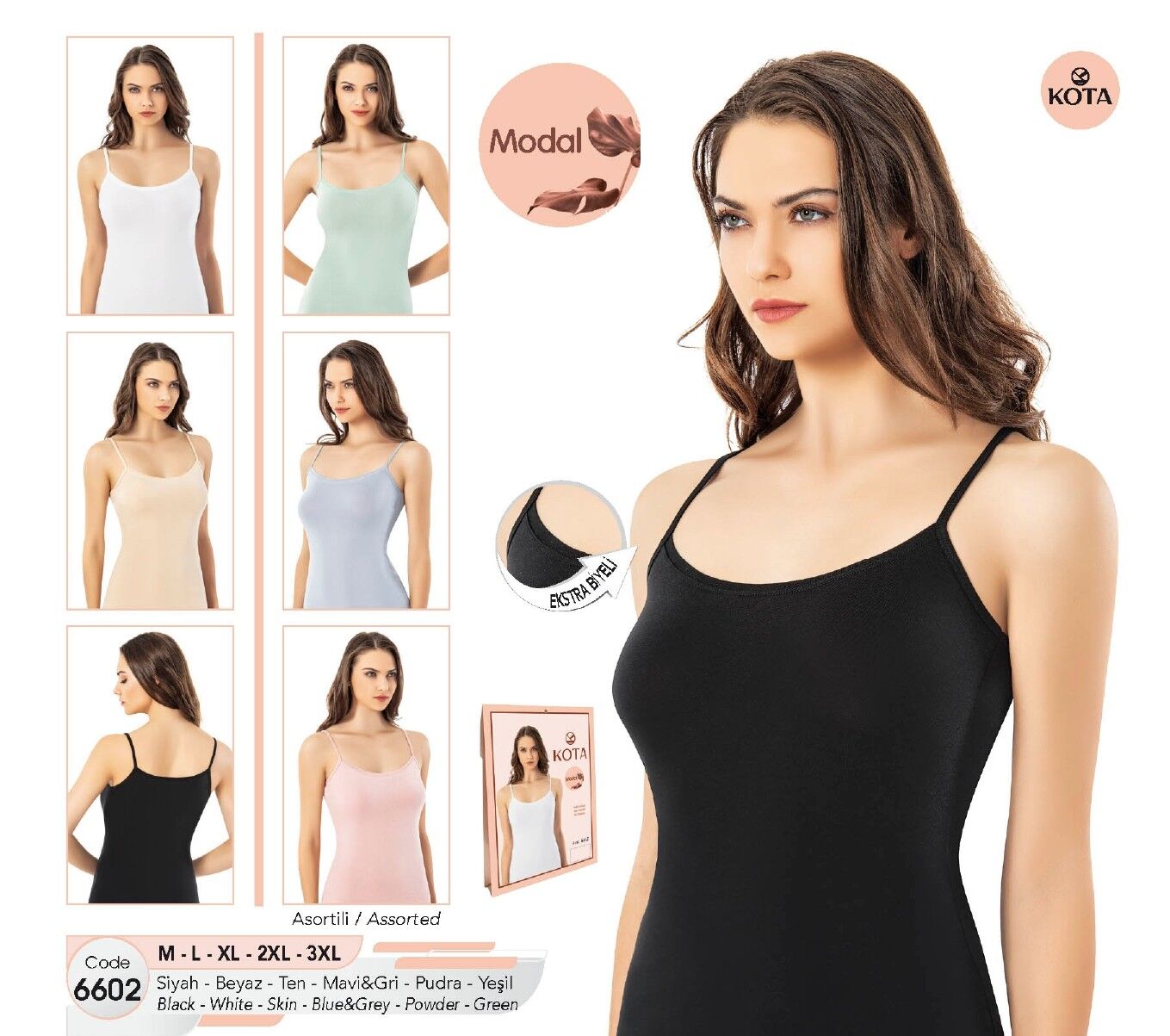 KOTA 6602 BAYAN İP ASKILI MODAL ATLET 2XL