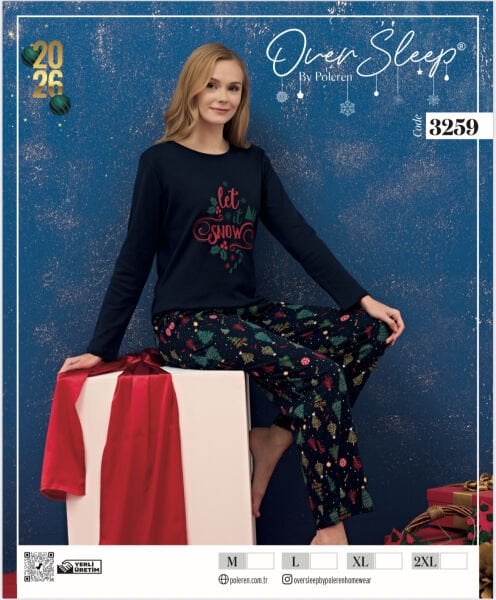 OVER SLEEP 3259 BAYAN YILBAŞI PİJAMA TAKIM