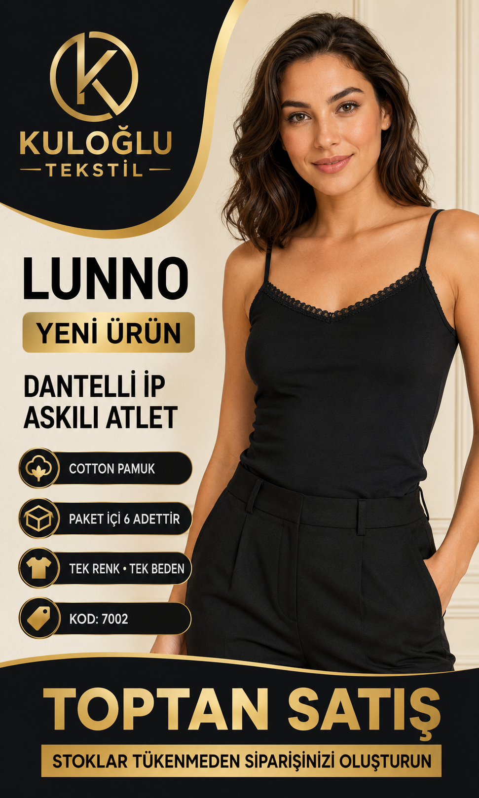 LUNNO 7002 BAYAN ZIMPARA DANTEL İP ASKI ATLET