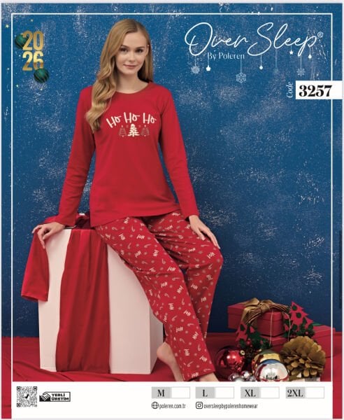 OVER SLEEP 3257 BAYAN YILBAŞI PİJAMA TAKIM