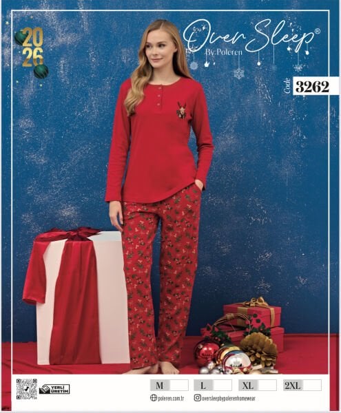 OVER SLEEP 3262 BAYAN YILBAŞI PİJAMA TAKIM