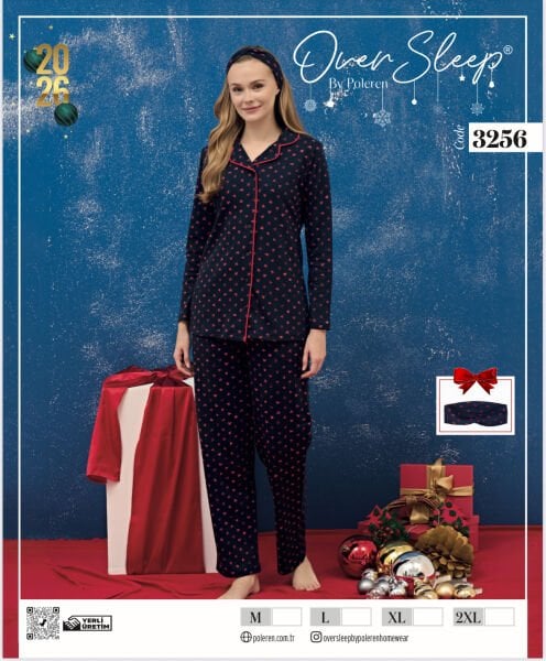 OVER SLEEP 3256 BAYAN ÖNÜ DÜĞM. YILBAŞI PİJAMA TKM
