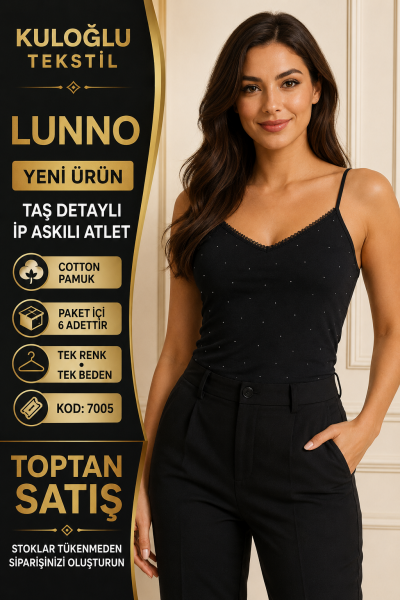 LUNNO 7005 İNCE DANTEL TAŞLI İP ASKI ATLET