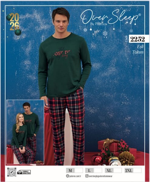 OVER SLEEP 2252 ERKEK EŞLİ YILBAŞI PİJAMA TAKIM