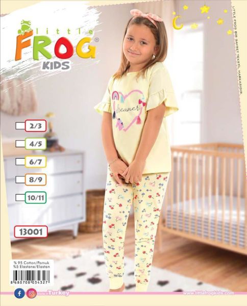 FROG 13001 KIZ ÇOCUK KISA KOL PİJAMA TAKIM 3-11 YŞ