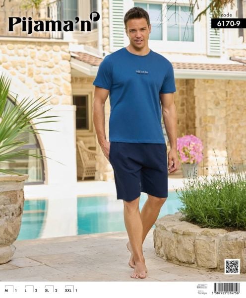 PİJAMAN 6170-9 ERKEK PENYE KISAKOL ŞORTLU TAKIM