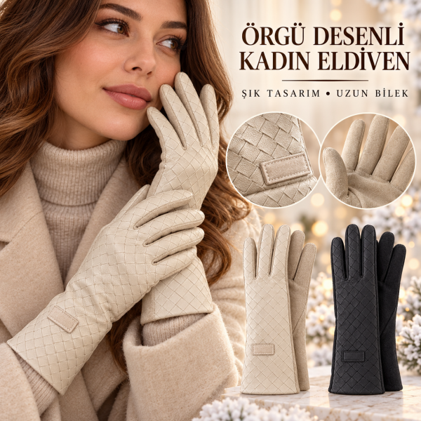 SUFFE HX-202604 KADIN DERİ-SÜET DESENLİ ELDİVEN