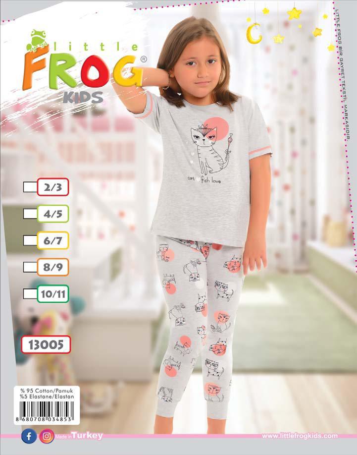FROG 13005 KIZ ÇOCUK KISA KOL PİJAMA TAKIM 3-11 YŞ
