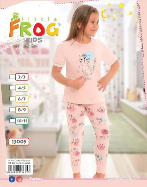 FROG 13005 KIZ ÇOCUK KISA KOL PİJAMA TAKIM 3-11 YŞ