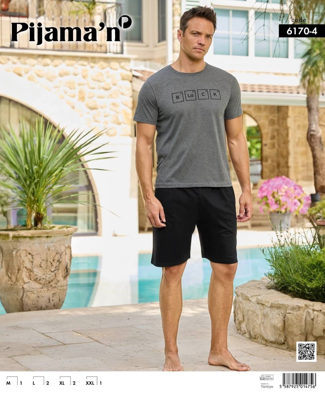 PİJAMAN 6170-4 ERKEK PENYE KISAKOL ŞORTLU TAKIM