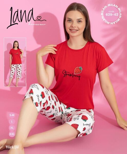 LANA  629-42  BAYAN MODAL KISA KOL PİJAMA TAKIM