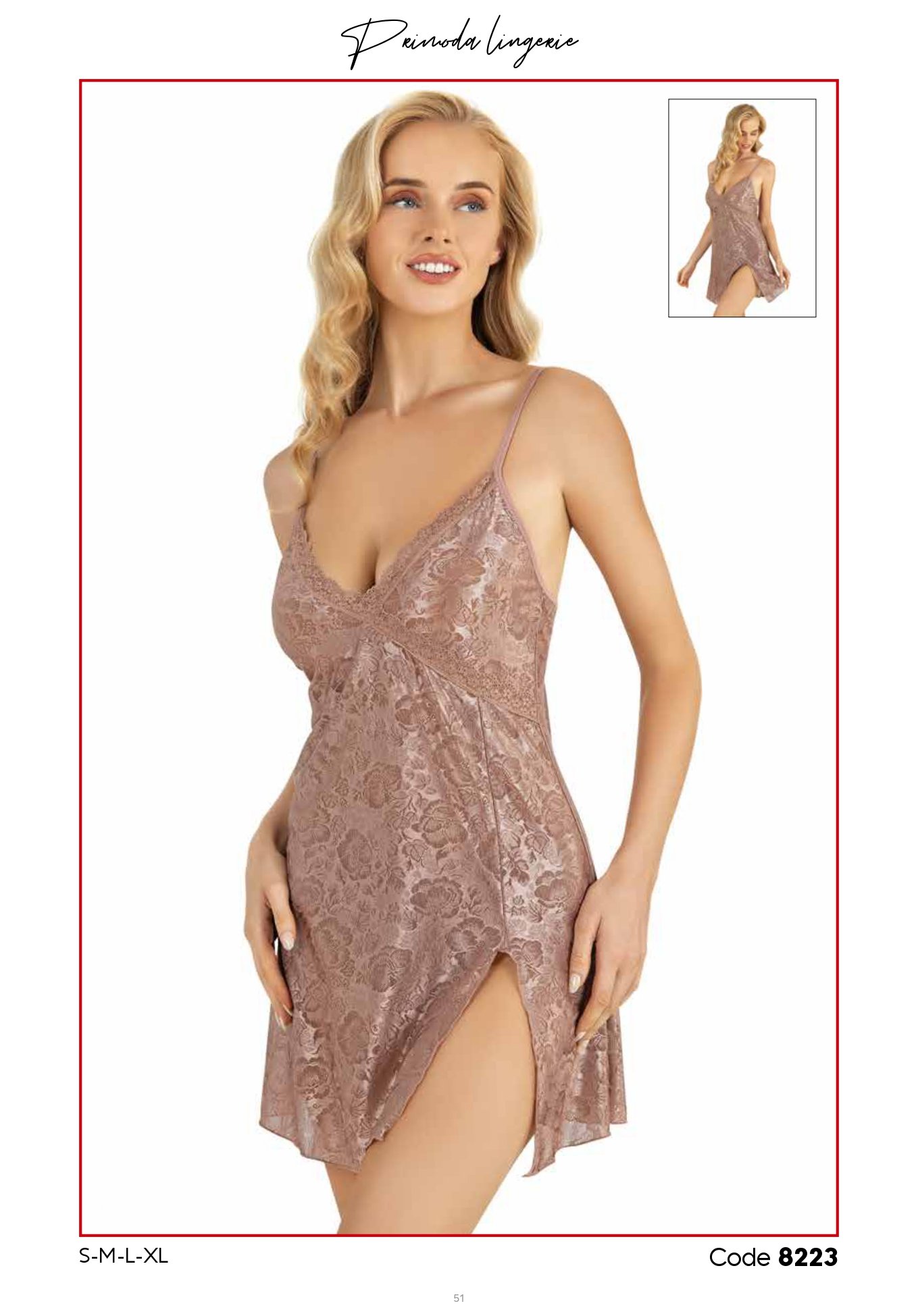 PRİMODA 8223 SATEN KISA GECELİK