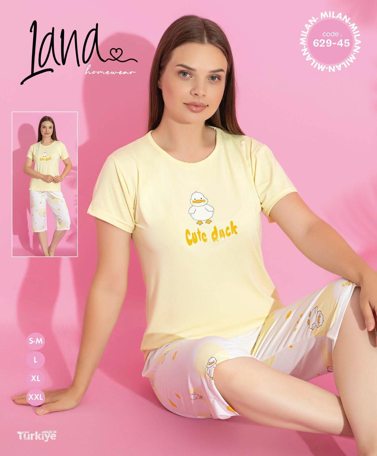 LANA 629-45 BAYAN MODAL KISA KOL PİJAMA TAKIM