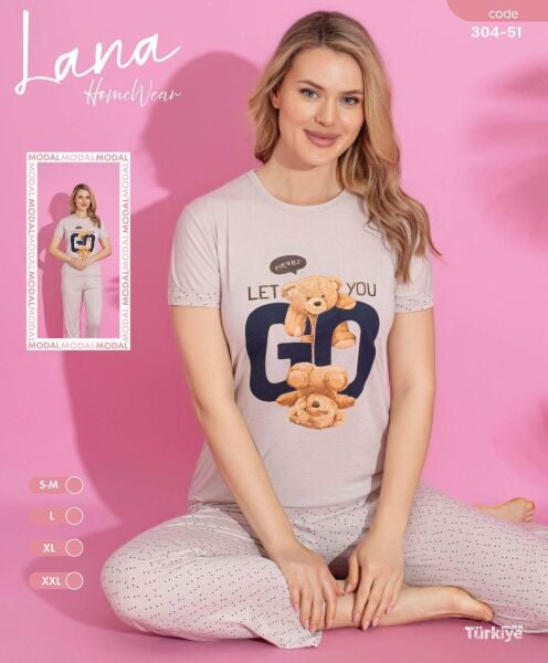LANA 304-51 BAYAN MODAL KISA KOL PİJAMA TAKIM
