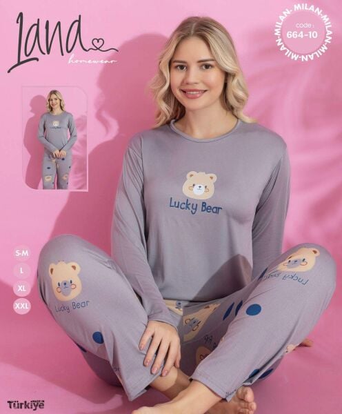 LANA 664-10 MİLAN SOFT AYICIKLI PİJAMA TAKIMI