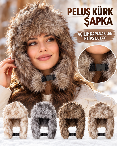 SUFFE WE-0305 KADIN KULAKLI KÜRK LÜX PELUŞ PİLOT