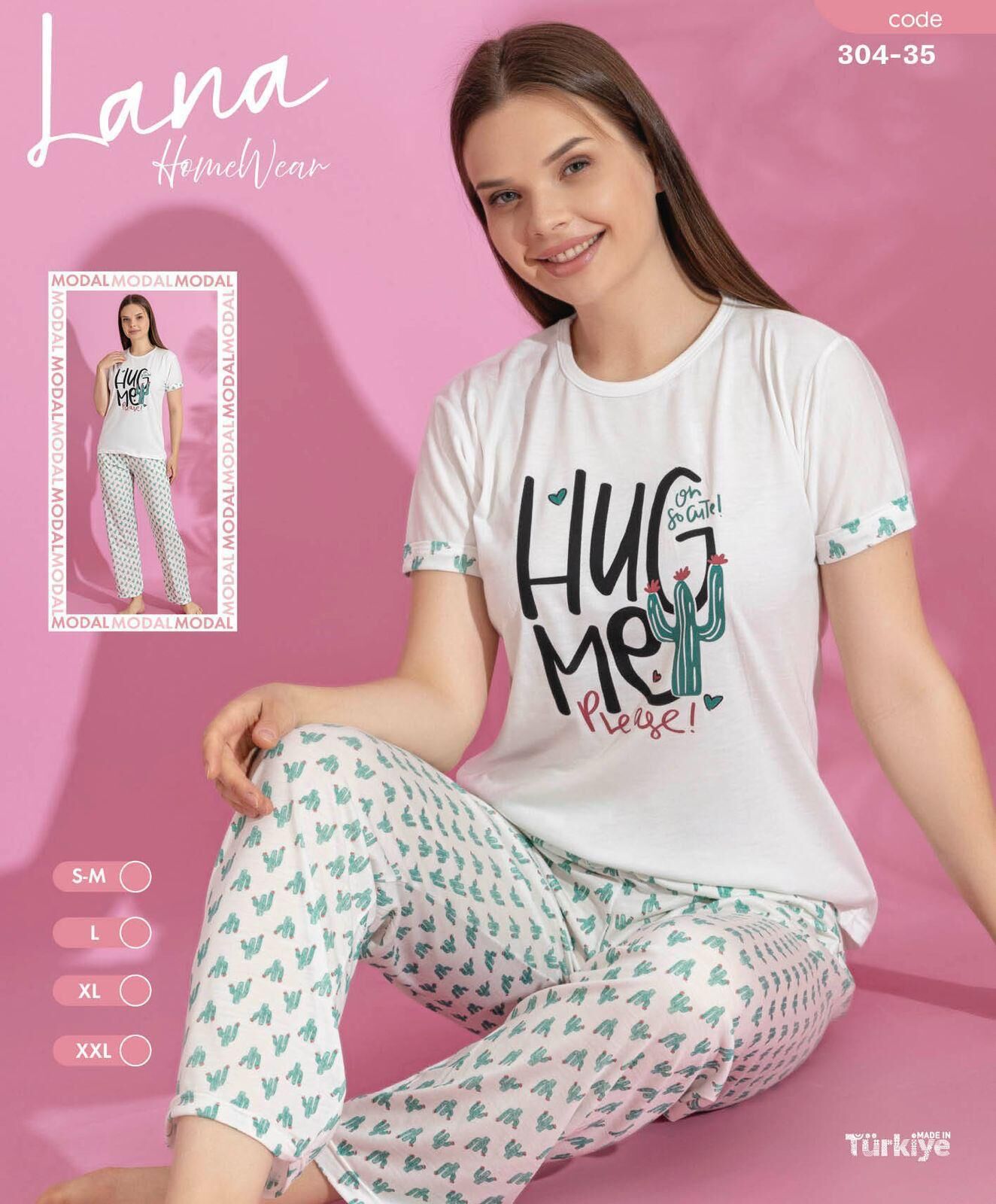 LANA 304-35 BAYAN MODAL KISA KOL PİJAMA TAKIM