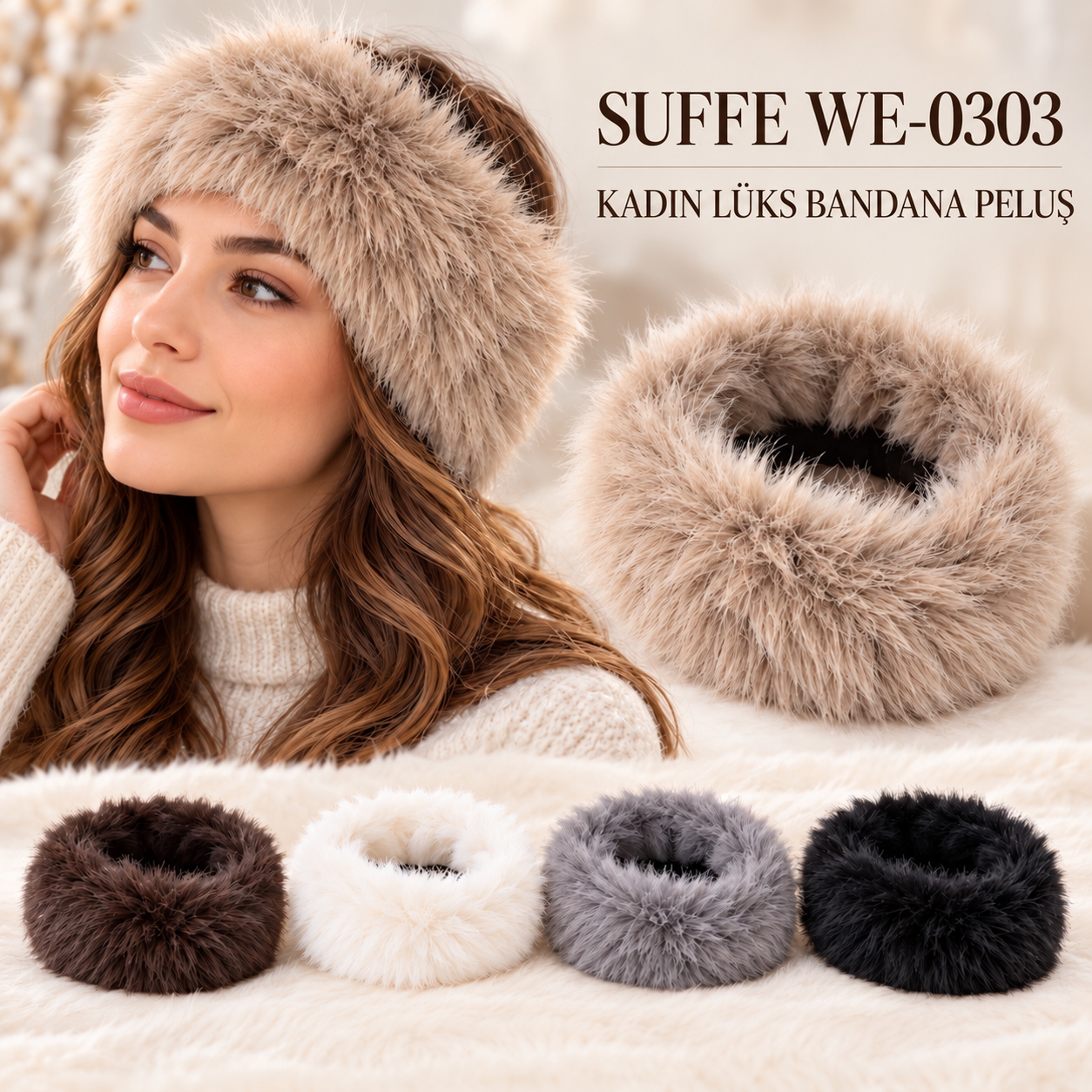SUFFE WE-0303 KADIN LÜX BANDANA PELUŞ