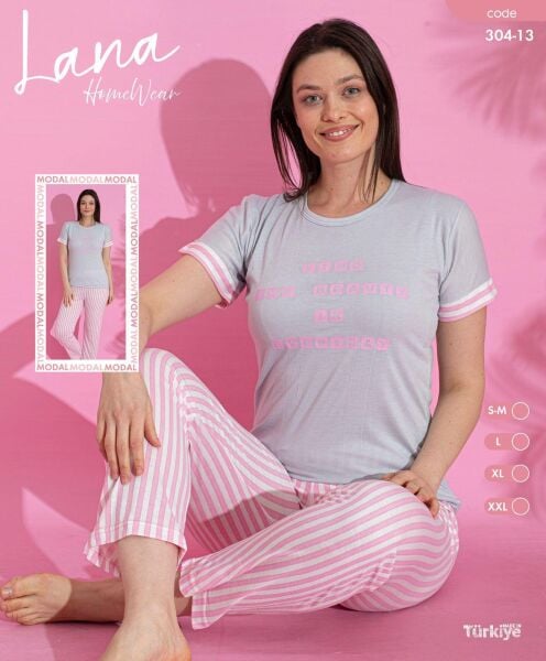 LANA 304-13 BAYAN MODAL KISA KOL PİJAMA TAKIM