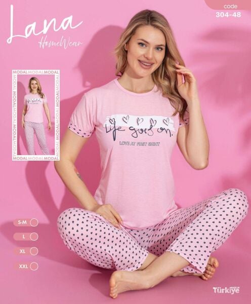 LANA 304-40 BAYAN MODAL KISA KOL PİJAMA TAKIM
