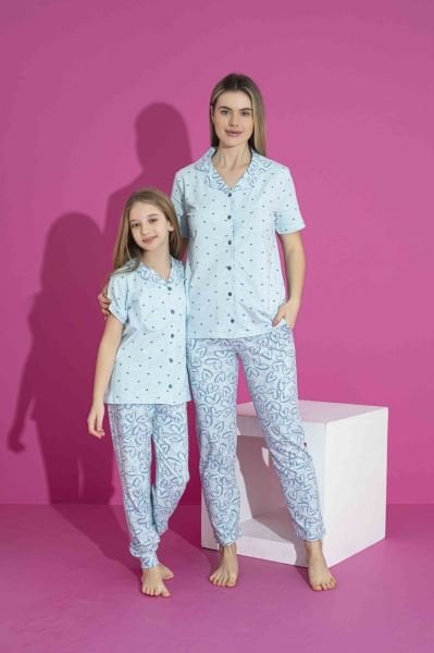 TARIK 3027 KIZ 6-13 YAŞ KISA KOL PİJAMA TAKIM