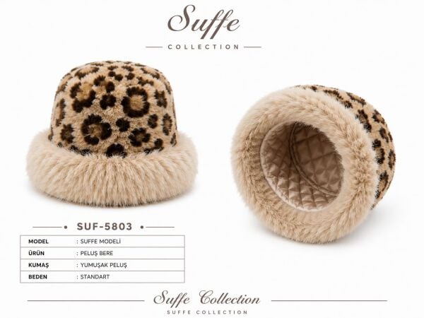SUFFE SUF-5803 KADIN LEOPAR MOĞOL ŞAPKA