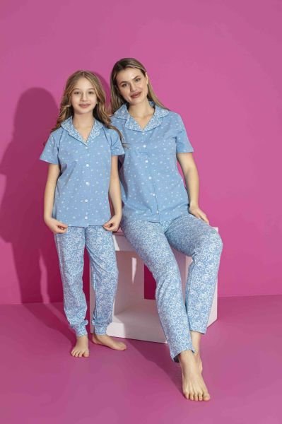 TARIK 3023 KIZ 6-13 YAŞ KISA KOL PİJAMA TAKIM