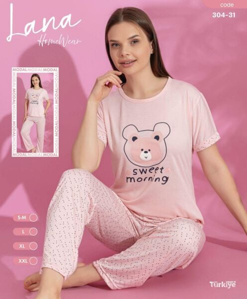 LANA 304-31 BAYAN MODAL KISA KOL PİJAMA TAKIM