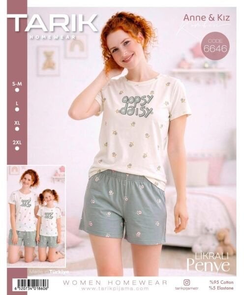 TARIK 6646 BAYAN KISA KOL ŞORTLU PİJAMA TAKIMI