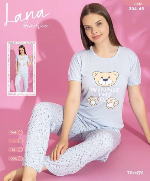 LANA 304-45 BAYAN MODAL KISA KOL PİJAMA TAKIM