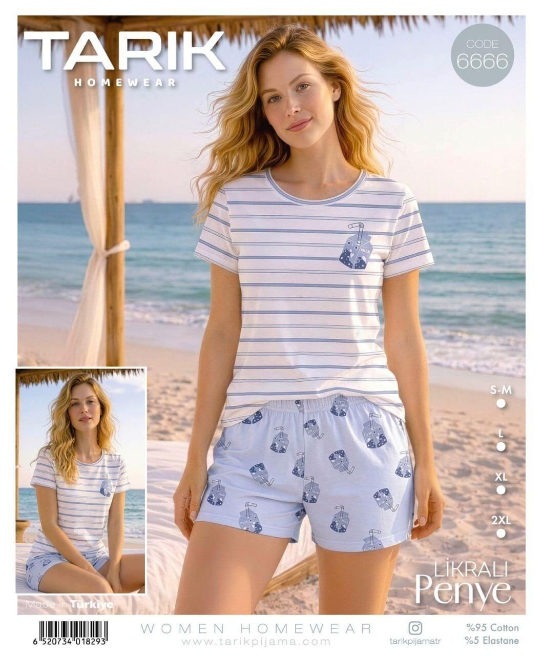TARIK 6666 BAYAN KISA KOL ŞORTLU PİJAMA TAKIMI