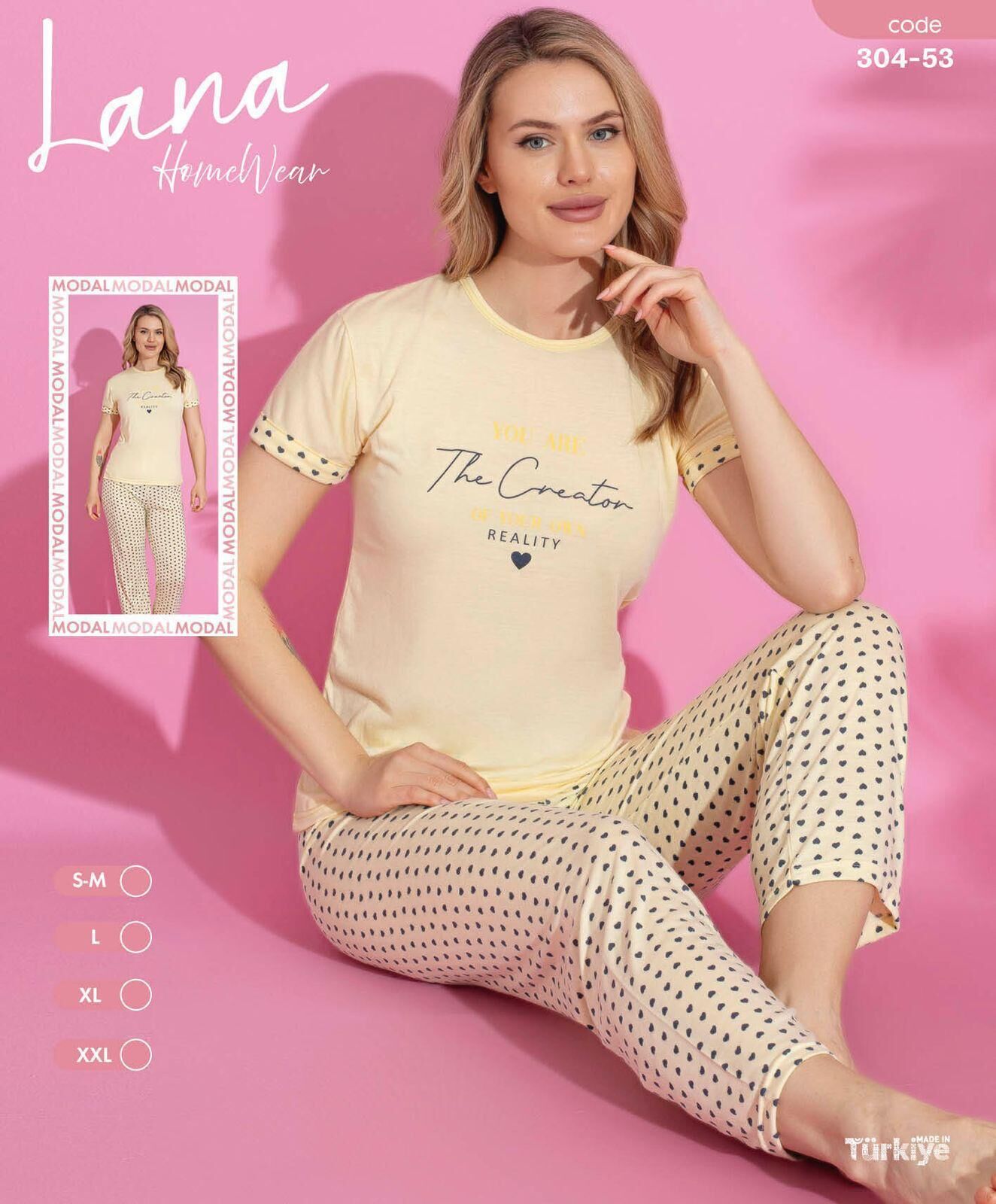 LANA 304-53 BAYAN MODAL KISA KOL PİJAMA TAKIM