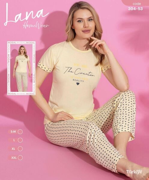 LANA 304-53 BAYAN MODAL KISA KOL PİJAMA TAKIM