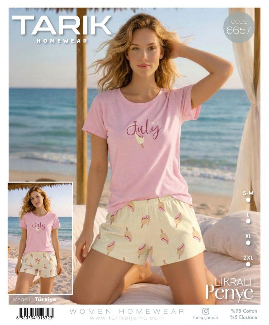 TARIK 6657 BAYAN KISA KOL ŞORTLU PİJAMA TAKIMI