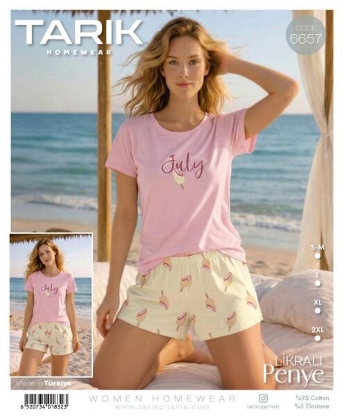 TARIK 6657 BAYAN KISA KOL ŞORTLU PİJAMA TAKIMI