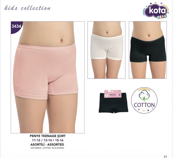 KOTA 3434 KIZ ÇOCUK TEENAGE 2Lİ PENYE BOXER