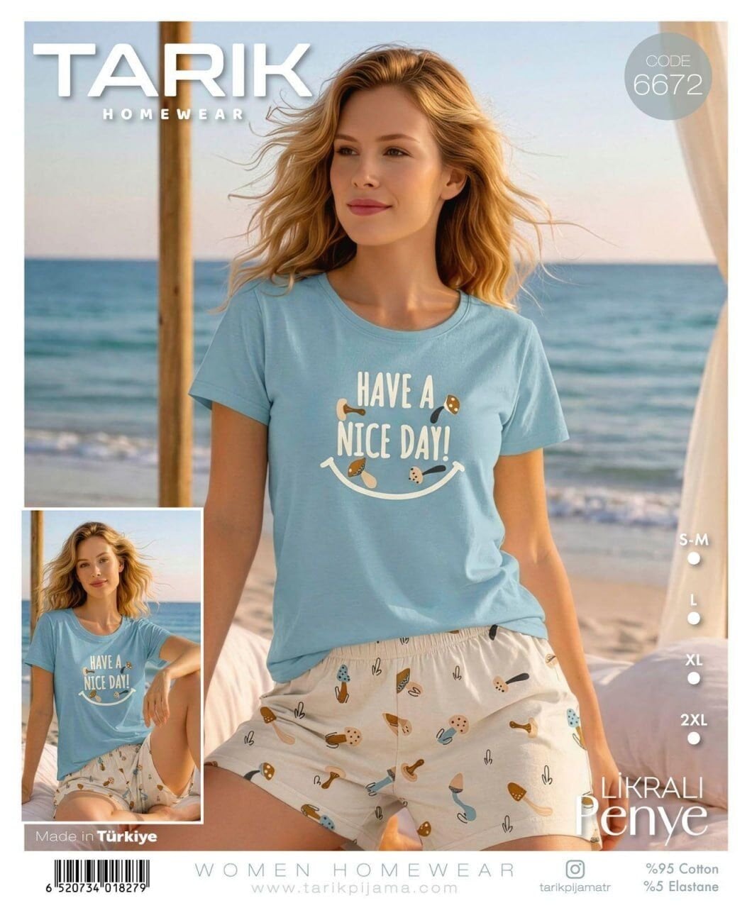 TARIK 6672 BAYAN KISA KOL ŞORTLU PİJAMA TAKIMI
